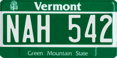 VT license plate NAH542
