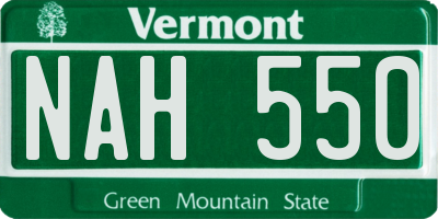 VT license plate NAH550