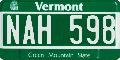 VT license plate NAH598