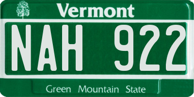VT license plate NAH922