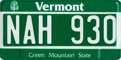 VT license plate NAH930