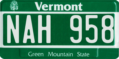 VT license plate NAH958