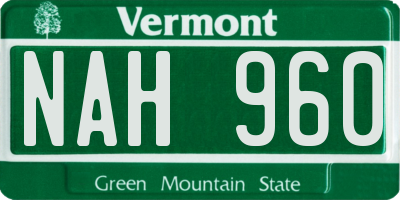 VT license plate NAH960