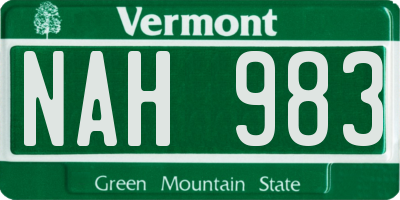 VT license plate NAH983