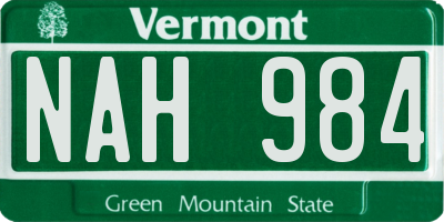 VT license plate NAH984