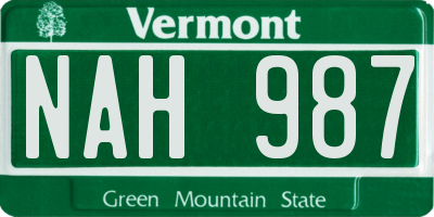 VT license plate NAH987
