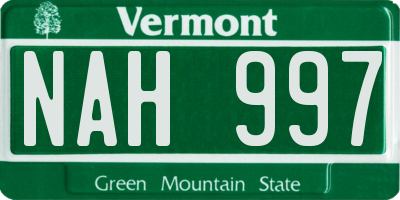 VT license plate NAH997