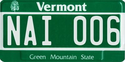 VT license plate NAI006