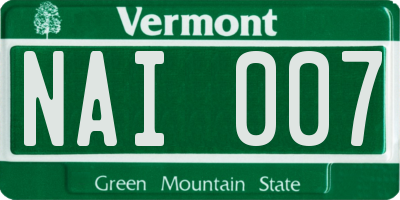 VT license plate NAI007