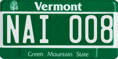 VT license plate NAI008