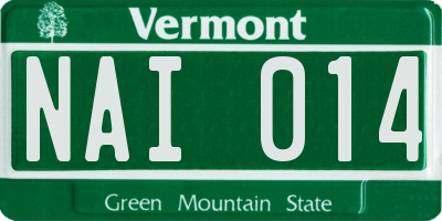 VT license plate NAI014