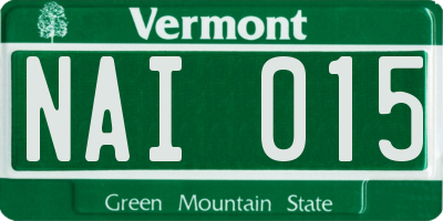 VT license plate NAI015