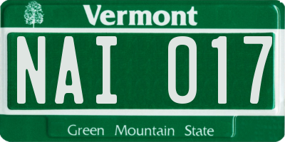 VT license plate NAI017