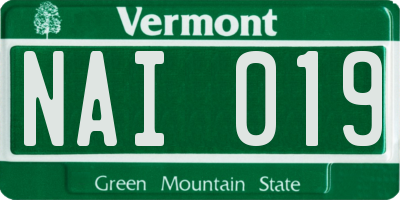 VT license plate NAI019