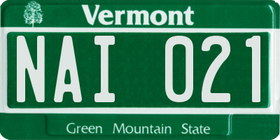 VT license plate NAI021