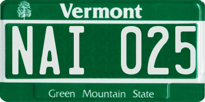 VT license plate NAI025