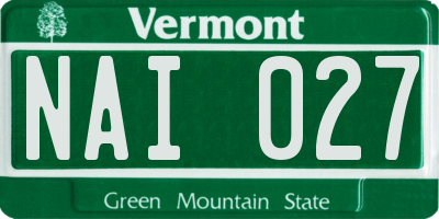 VT license plate NAI027
