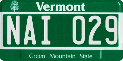 VT license plate NAI029