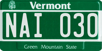 VT license plate NAI030