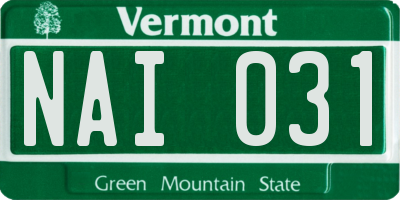 VT license plate NAI031
