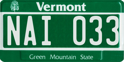 VT license plate NAI033