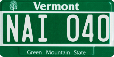 VT license plate NAI040