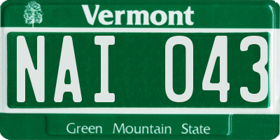 VT license plate NAI043