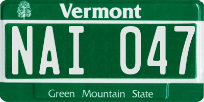 VT license plate NAI047