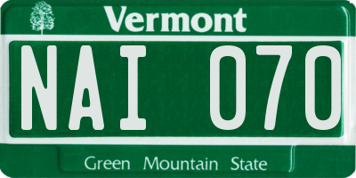 VT license plate NAI070