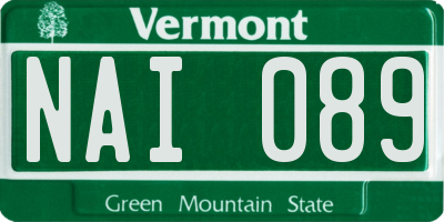 VT license plate NAI089