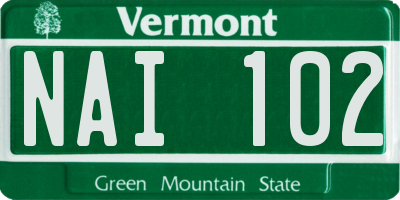 VT license plate NAI102