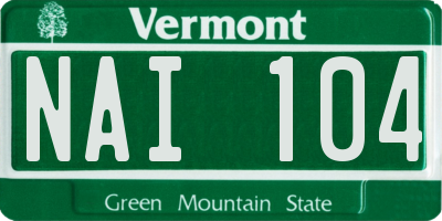 VT license plate NAI104
