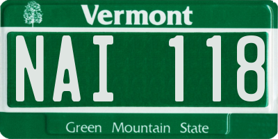 VT license plate NAI118