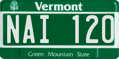 VT license plate NAI120