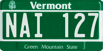 VT license plate NAI127