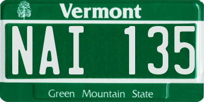 VT license plate NAI135