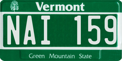 VT license plate NAI159