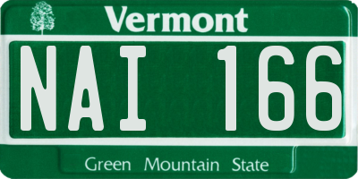VT license plate NAI166