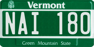 VT license plate NAI180