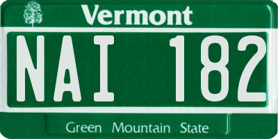 VT license plate NAI182