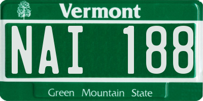 VT license plate NAI188