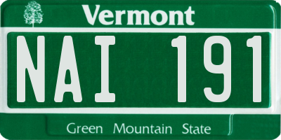 VT license plate NAI191