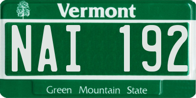 VT license plate NAI192