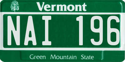 VT license plate NAI196