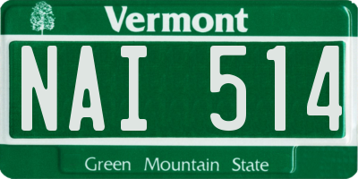 VT license plate NAI514