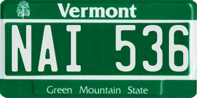 VT license plate NAI536