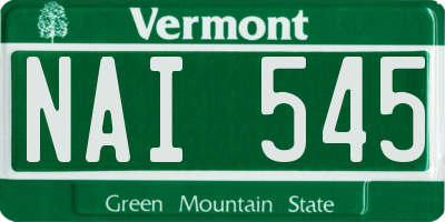 VT license plate NAI545