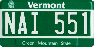VT license plate NAI551