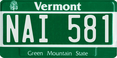 VT license plate NAI581