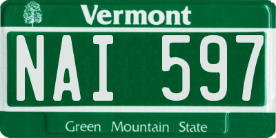 VT license plate NAI597